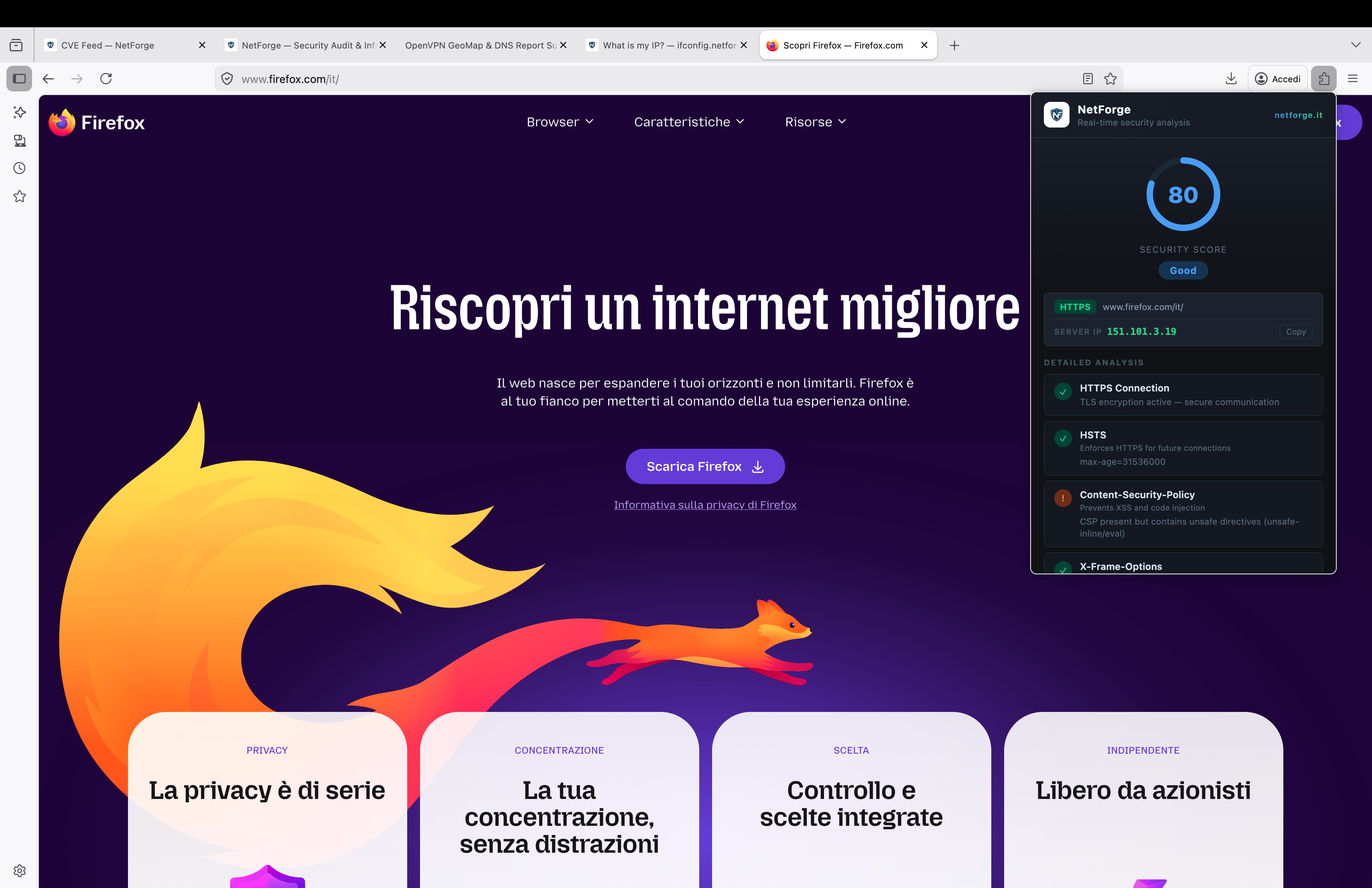 NetForge extension in action on Firefox